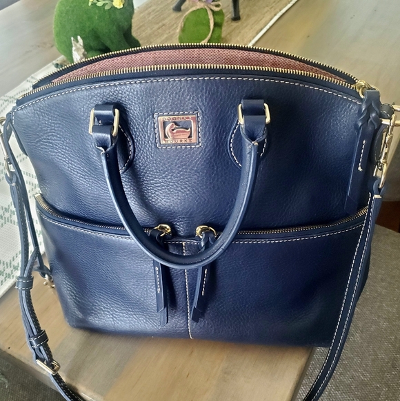 Dooney & Bourke Dillen Double Pocket Satchel in navy blue - Picture 7 of 7